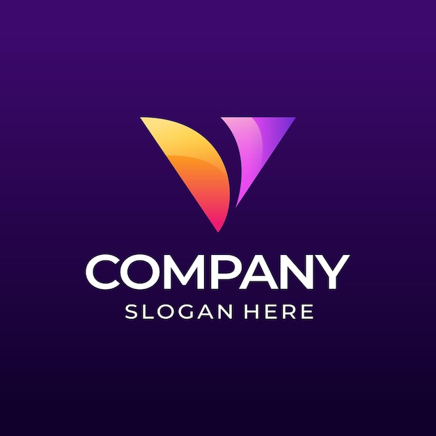 V gradient logo template design