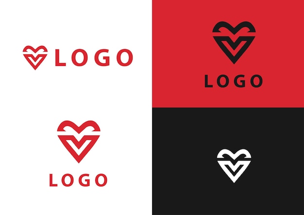 V hartvormig logo-ontwerp