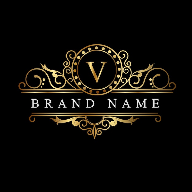 V Initial Letter Luxury Logo-sjabloon in vectorkunst
