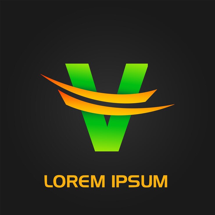 V Letter Abstract Curve Lines Initial Logo