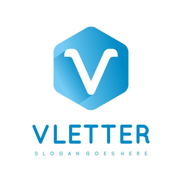 Vector v letter and hexagon logo template