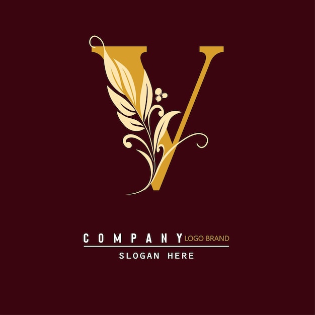 V-letter logo ontwerp in bladvorm letter W bloemige decoratieve luxe alfabet Vector letter W