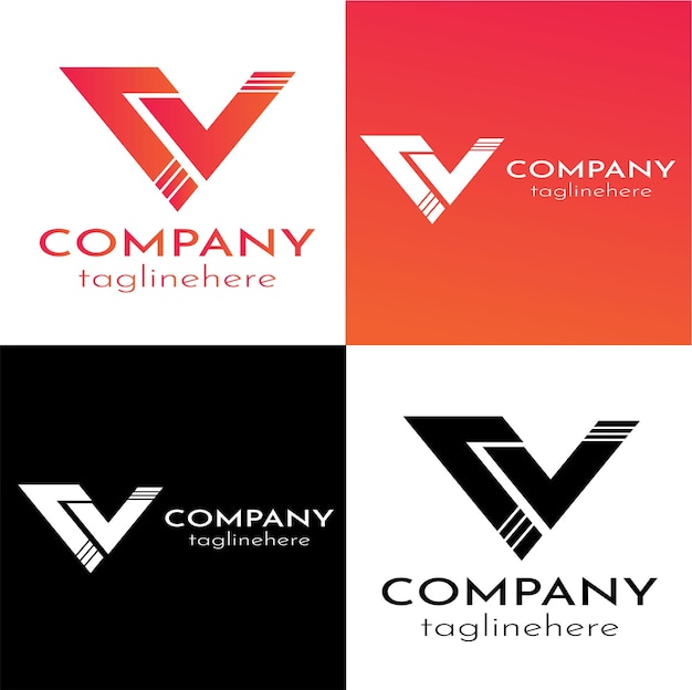 Logo della lettera v e modello di simbolo vettoriale vettore premium