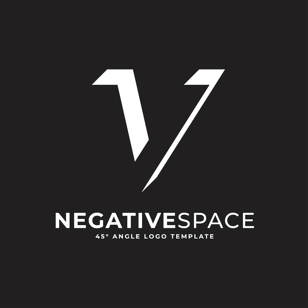 V letter negative space geometric alphabet mark logo vector icon illustration