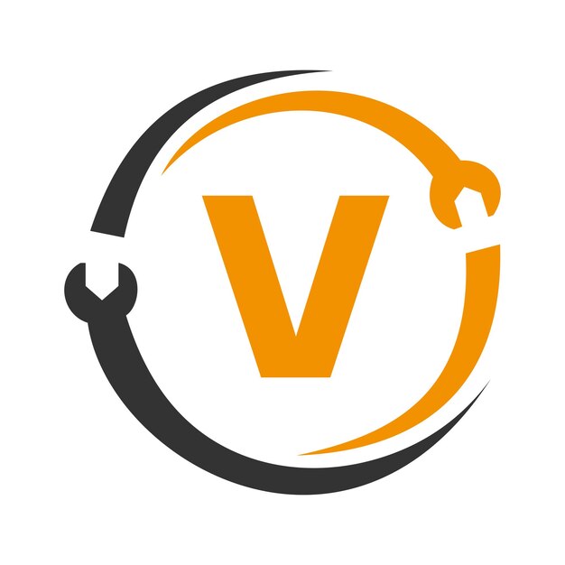 V Letter Repair Logo Home Services Tool Auto Repair Logo Template Voor zakelijk bedrijf