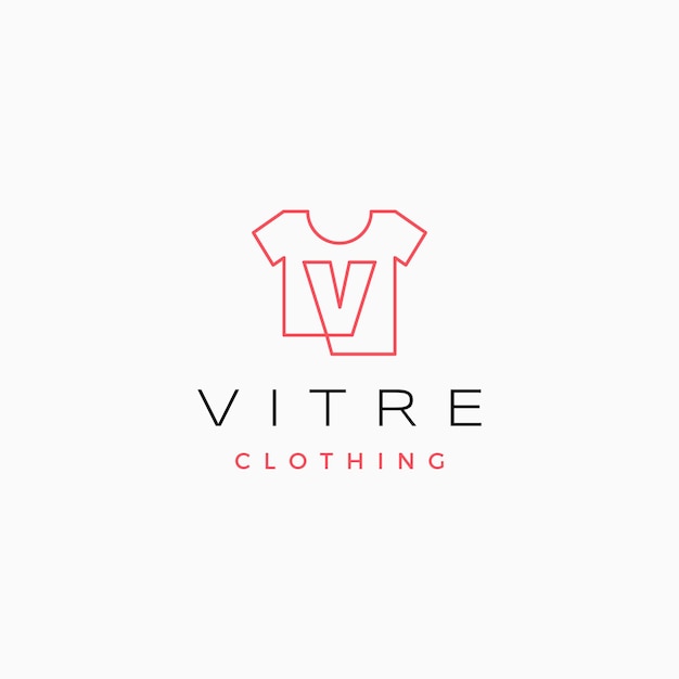 Vector v letter tee t-shirt kleding kleding monogram logo vector icoon illustratie