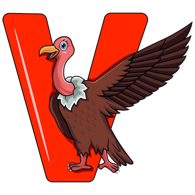 V letter for vulture bird