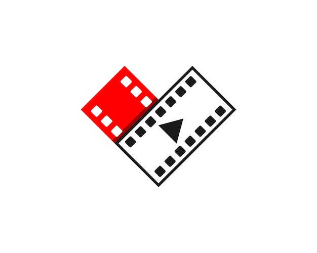 V letter with reel film strip logo