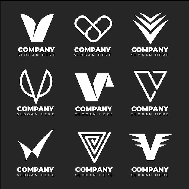 Vector v logo collectie