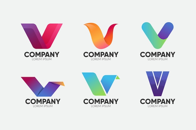 V logo collection concept