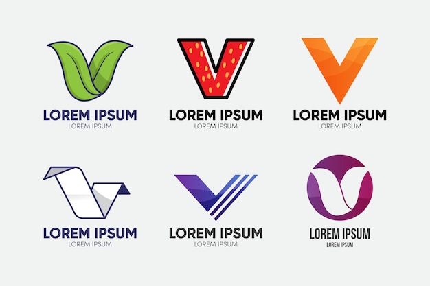 V logo collection concept