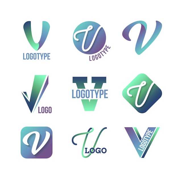 V logo collection concept