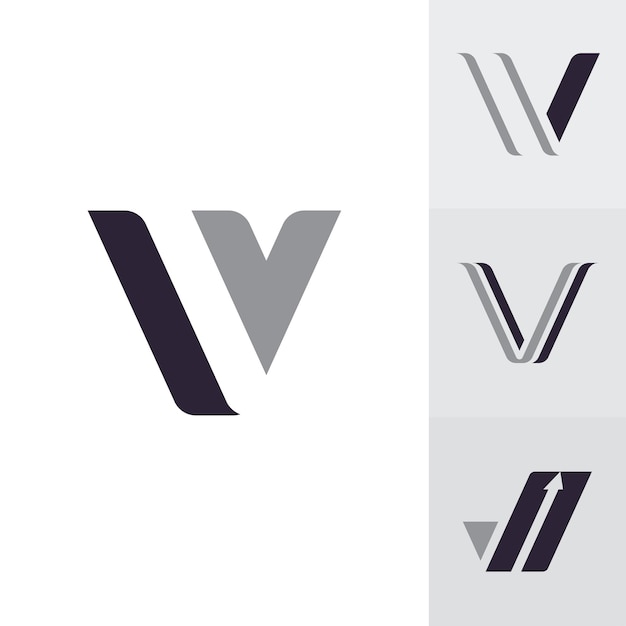 Дизайн логотипа v и шаблон креативные инициалы значка v на основе букв в векторе