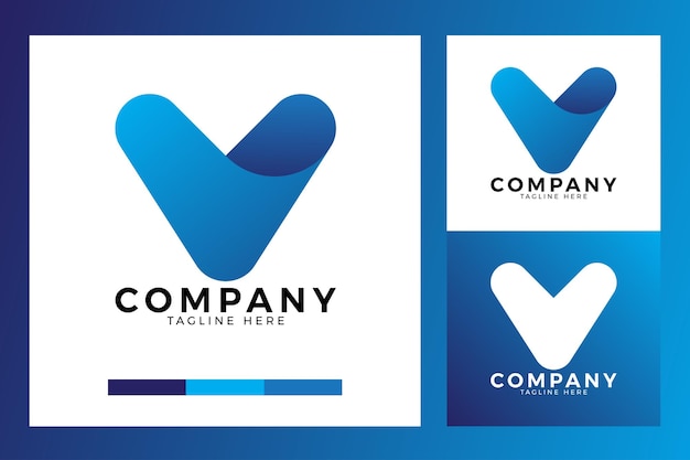 V logo template with color gradient