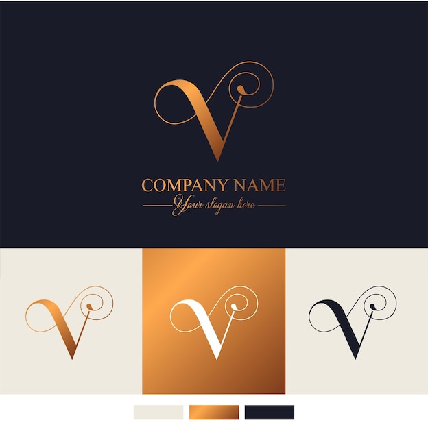 Vector v logo v letter logo template elements personal monogram vector elegant logo