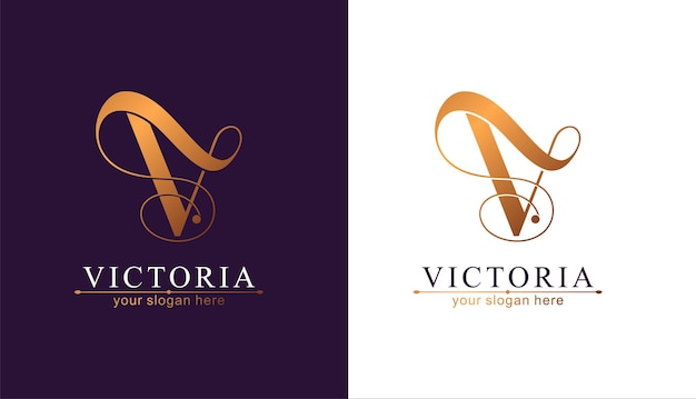 V logo v letter logo template elements personal monogram vector elegant logo