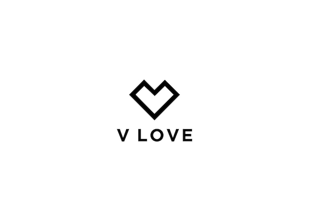 v любовь дизайн логотипа векторная иллюстрация
