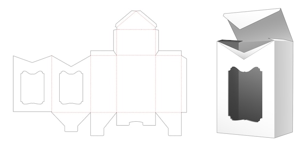 ヴィンテージウィンドウダイカットテンプレートとV字型フリップ包装ボックス