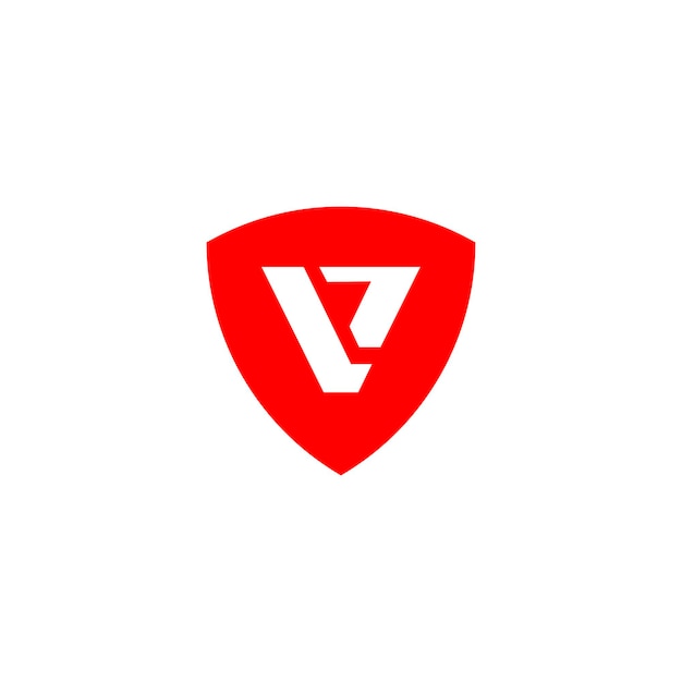 Vector v shield red minimalist logo design