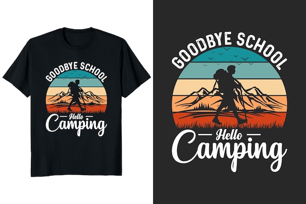 Vaarwel school hallo camping Camping T-shirt ontworpen door avontuur mens