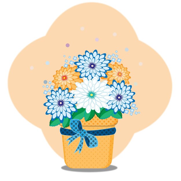 Vector vaas met bloemen, vaas met bloemen, bloemen, madeliefjes, geschenk, schoonheid, planten, logo, vakantie,