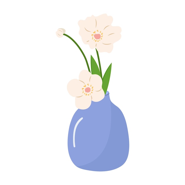 Vaas met witte bloemen Vectorillustratie stilleven