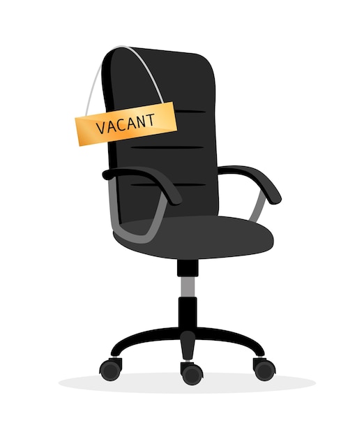 Vector vacant office chair. empty chair job recruitment symbol, offices work recruit or hiring talents wanted concept