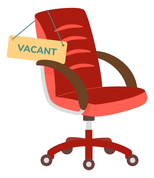 Vacant work seat icon red computer chair hiring symbol