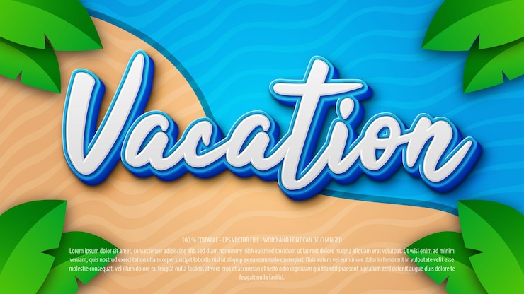 वेक्टर vacation 3d editable text effect
