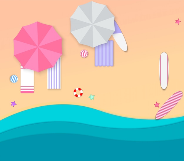 Vacation on the beach in paper style