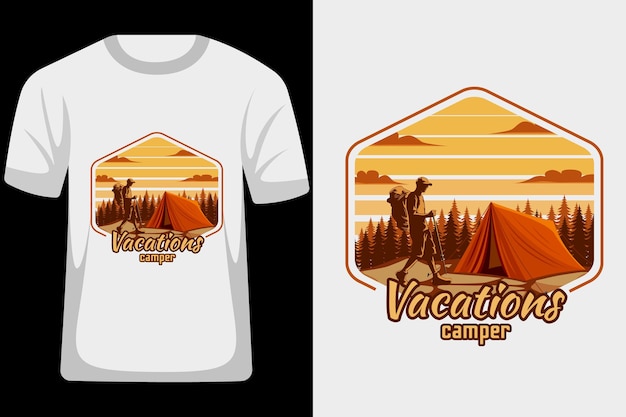 Vacation camper retro vintage t shirt design