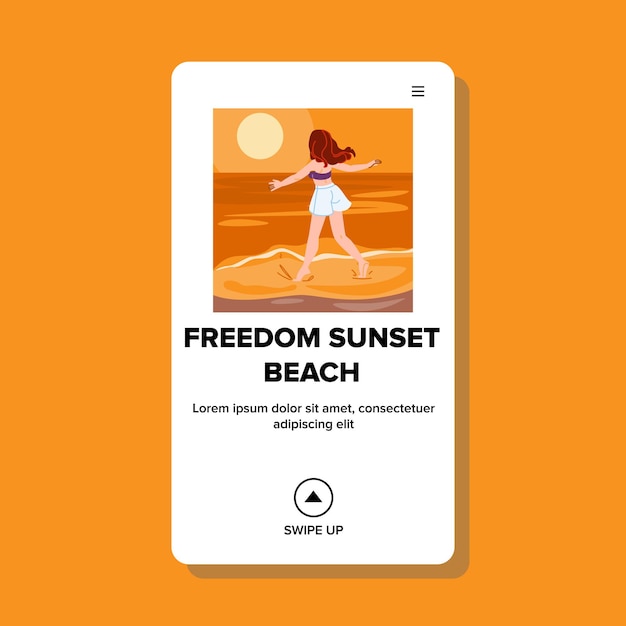 Vacation freedom sunset beach vector