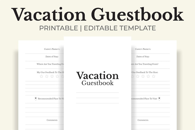 Vector vacation guestbook kdp interior