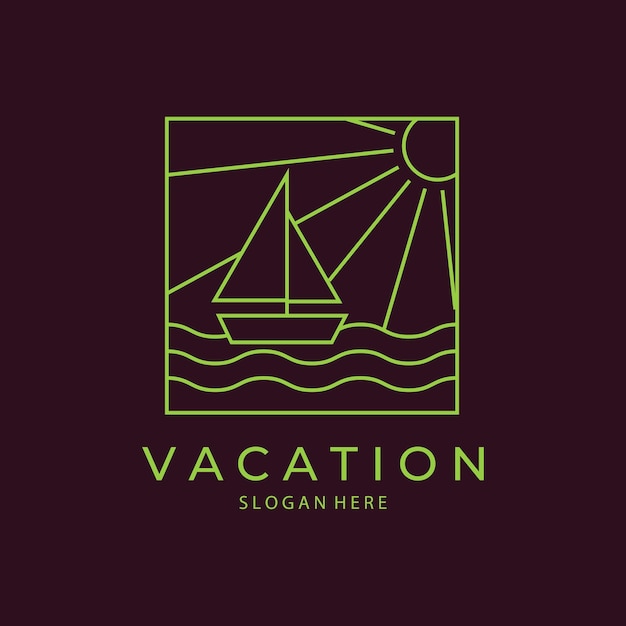 Vector vacation line art logo badge vector illustration design