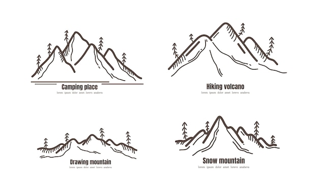 Vacanze montagna logo vettore montagne montagne escursionismo etichetta logo montagna logo montagna natu