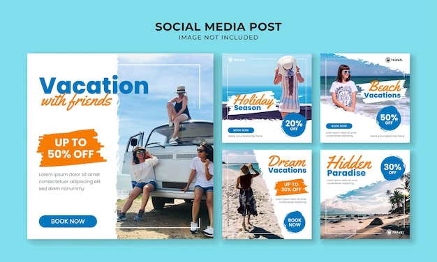 Modello di post instagram social media per le vacanze