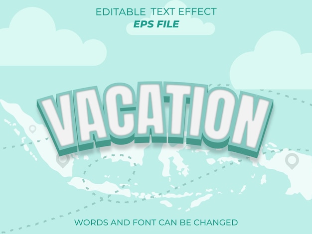 vacation text effect font editable typography 3d text
