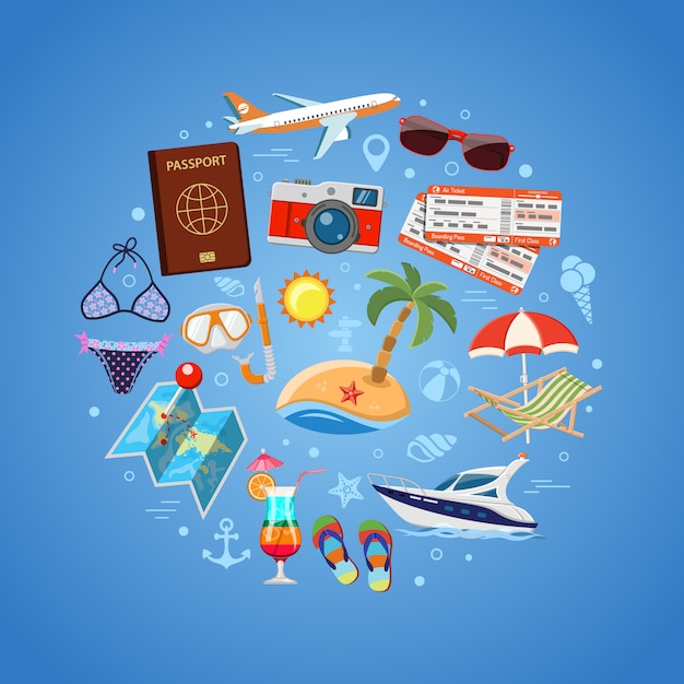 Vettore concetto di vacanze e turismo