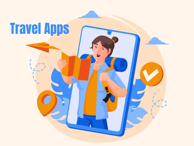 Concetto di app per viaggi di vacanza