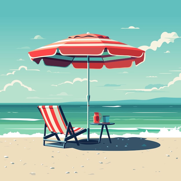 Vacation and travel concept Beach umbrella beach chair