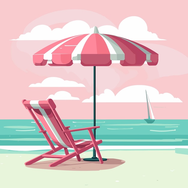 Концепция отдыха и путешествий Пляжный зонтик Пляжный стул