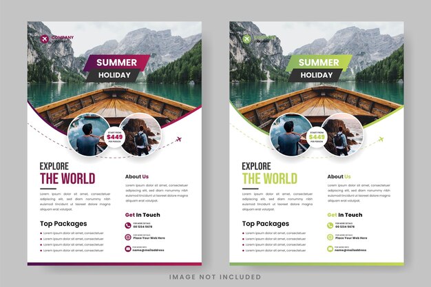 Вектор Шаблон дизайна флаера о путешествии в отпуск туристический плакат или флаер дизайн флаера