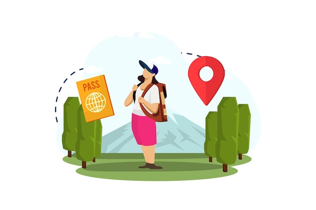 Vector vacation traveler flat design illustration