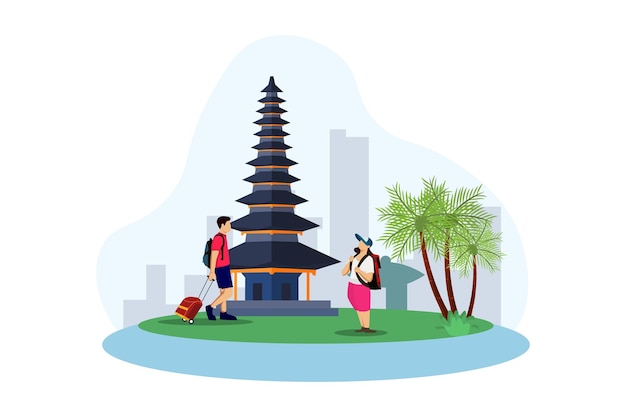 休暇旅行者のフラットデザインイラスト