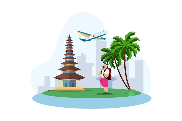 休暇旅行者のフラットデザインイラスト