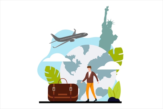 Vacation traveler flat design illustration