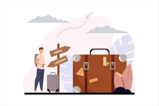 Vacation traveler flat design illustration