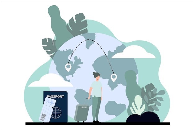 Vacation Traveler Flat Design Illustration