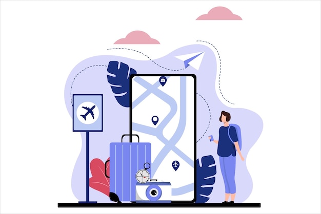 Vacation traveler flat design illustration