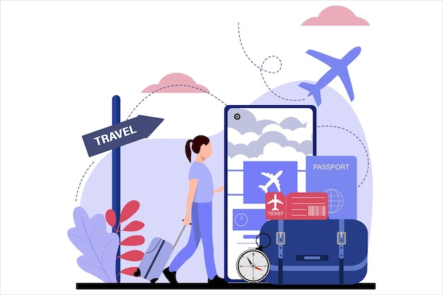 Vector vacation traveler flat design illustration